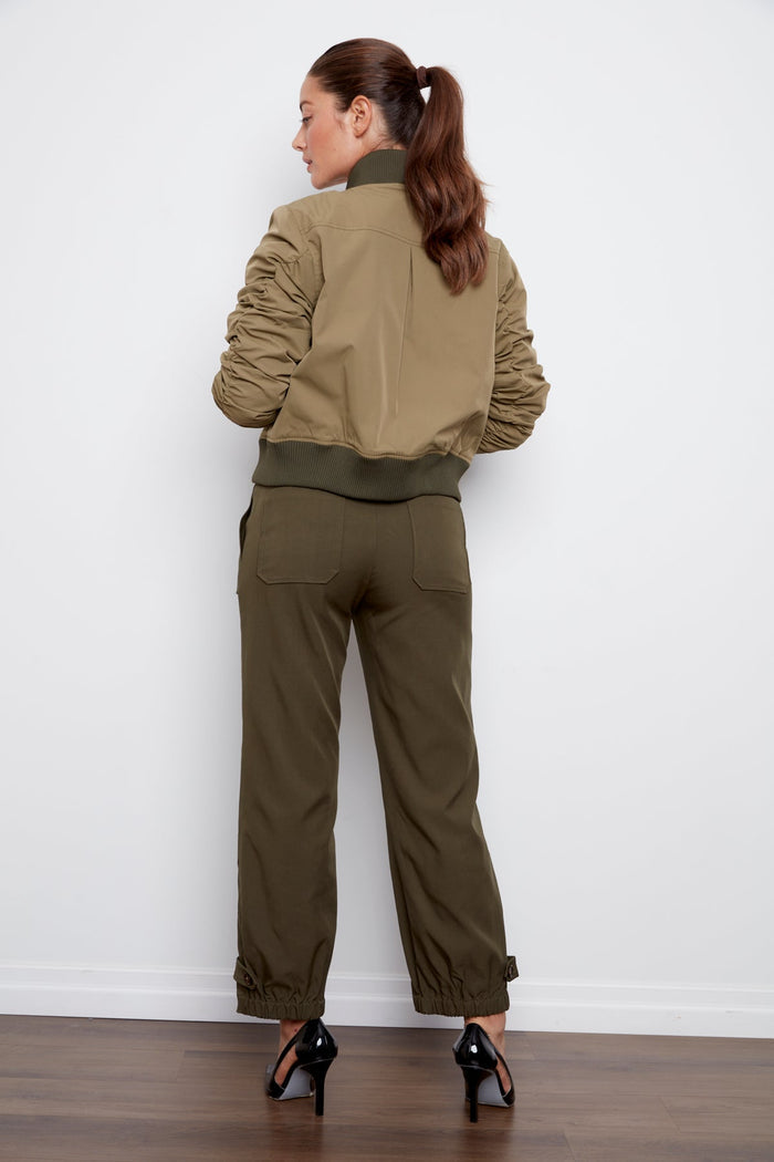 Adroit Atelier Chad Pant With Supply Pockets At Front in Aark Olive available at Barbara Katz