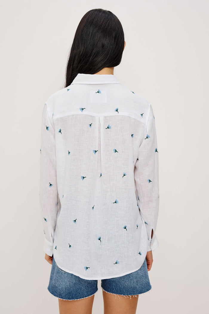 Rails Charli Linen/Rayon Shirt in Bluebell Carnations print available at Barbara Katz