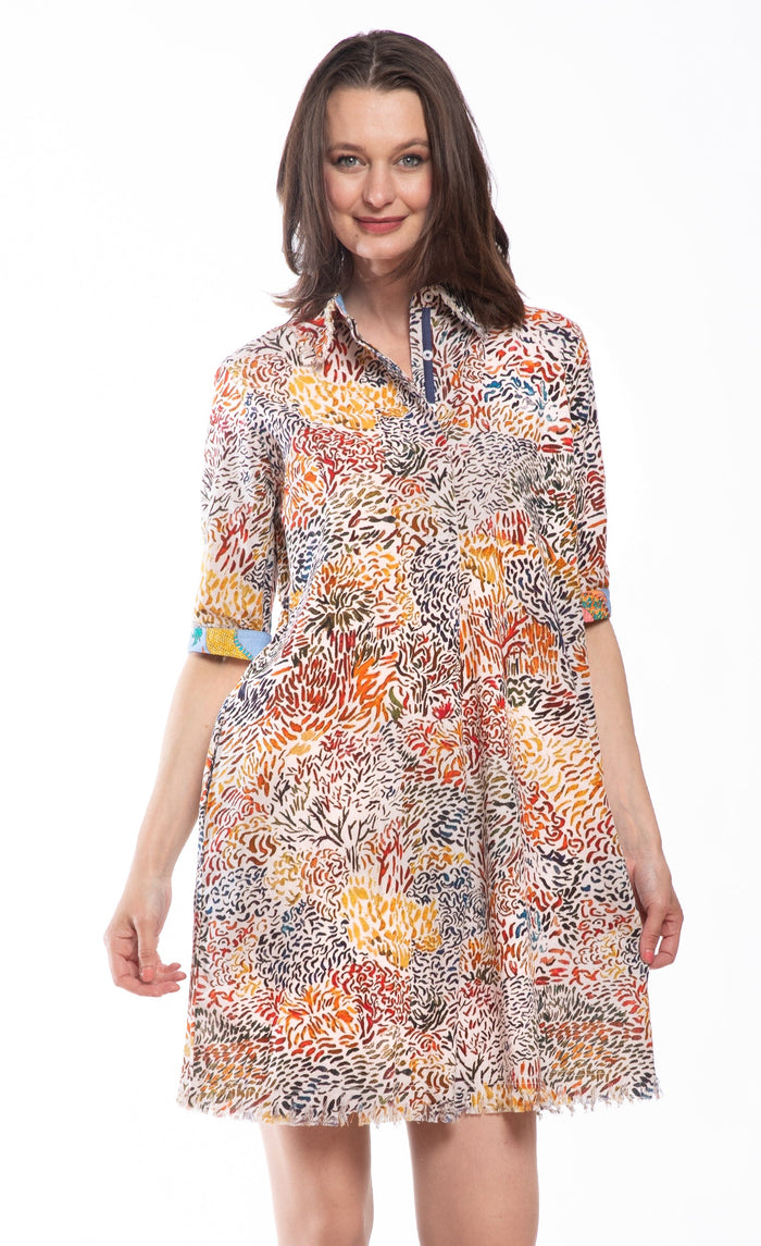 Dizzy-Lizzie Chatham Dress - All Over Abstract Print available at Barbara Katz