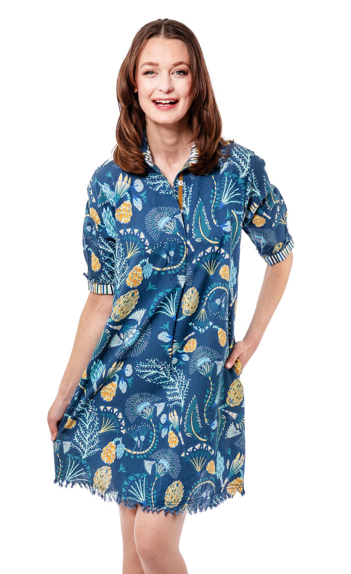 Dizzy-Lizzie Chatham Dress - Blue Underwater Print available at Barbara Katz