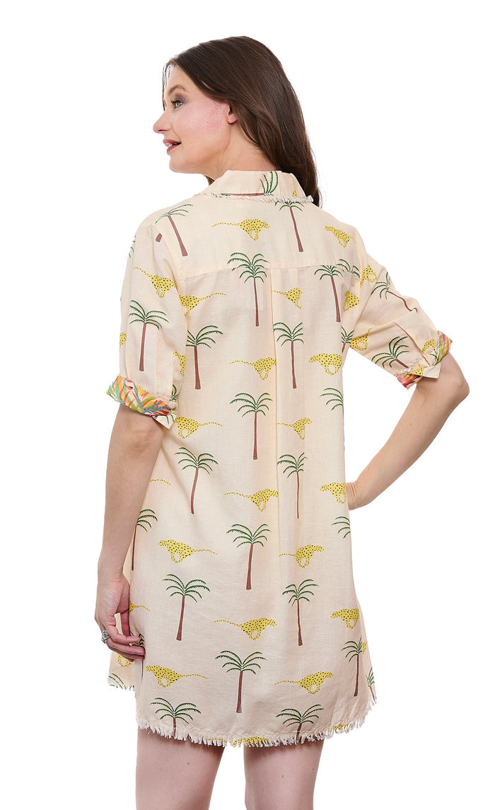 Dizzy-Lizzie Chatham Dress - Cheetahs and Palm Trees Print available at Barbara Katz