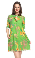 Dizzy-Lizzie Chatham Dress in Gekko Green Dragon Print available at Barbara Katz