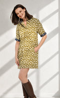 Dizzy-Lizzie Chatham Dress - Green Ivory Swirl Print available at Barbara Katz