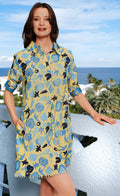 Dizzy-Lizzie Chatham Dress - Yellow Blue Floral available at Barbara Katz