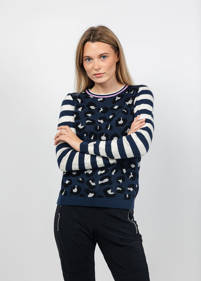 Peace of Cloth Cheetah in the Wild Sweater in Blue available at Barbara Katz