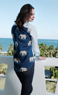 Dizzy-Lizzie Chesapeake Hi Lo Top with Navy Ground Ellies on The Back available at Barbara Katz