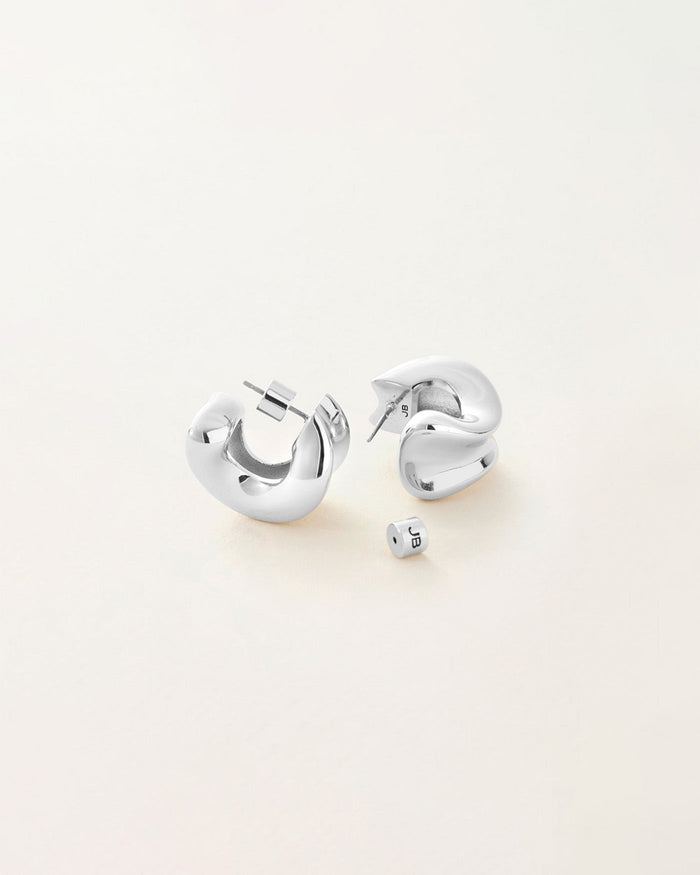 Jenny Bird Chunky Doune Hoops in Silver available at Barbara Katz