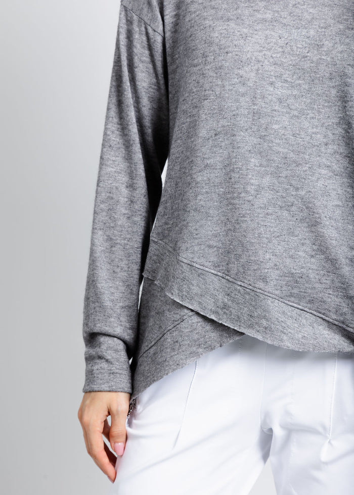 Nally & Millie Claudia Cashmere Like Hoodie in Heather Grey available at Barbara Katz
