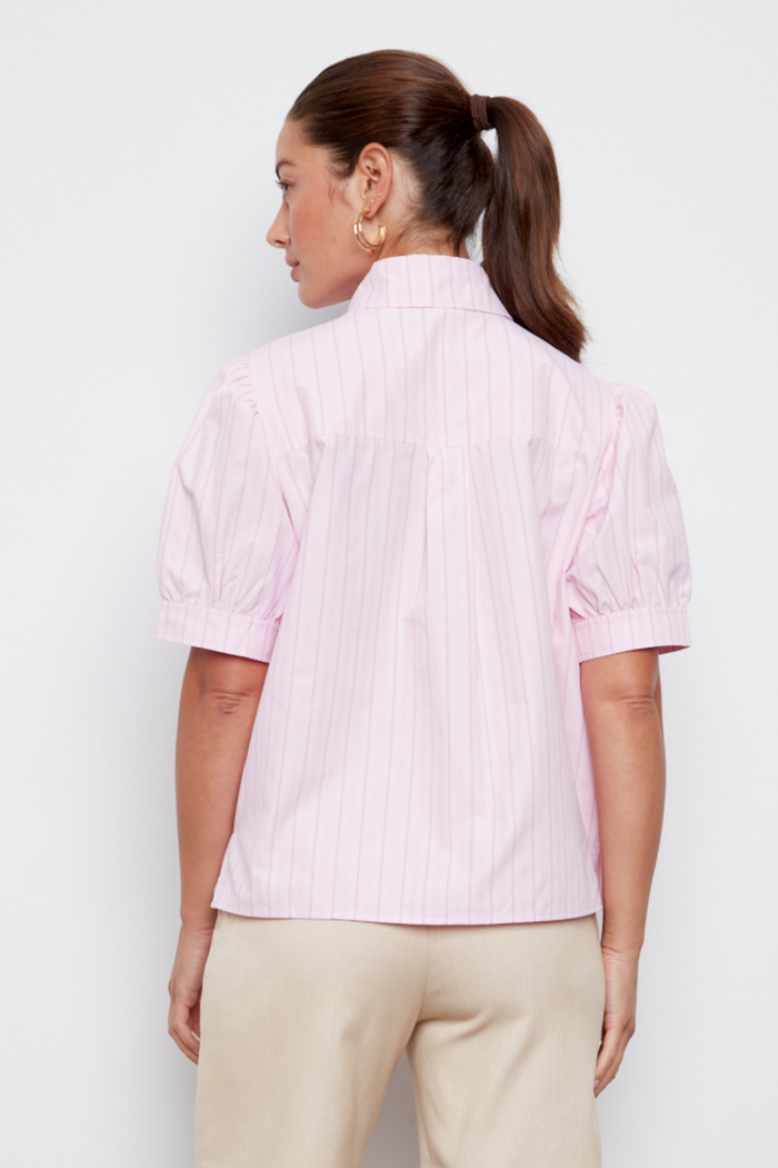 Adroit Atelier Coco Short Sleeve Buttoned Shirt in Pink-a-Boo available at Barbara Katz