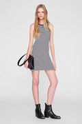 ANINE BING Cole Dress - White And Black Mini Stripe - on model front