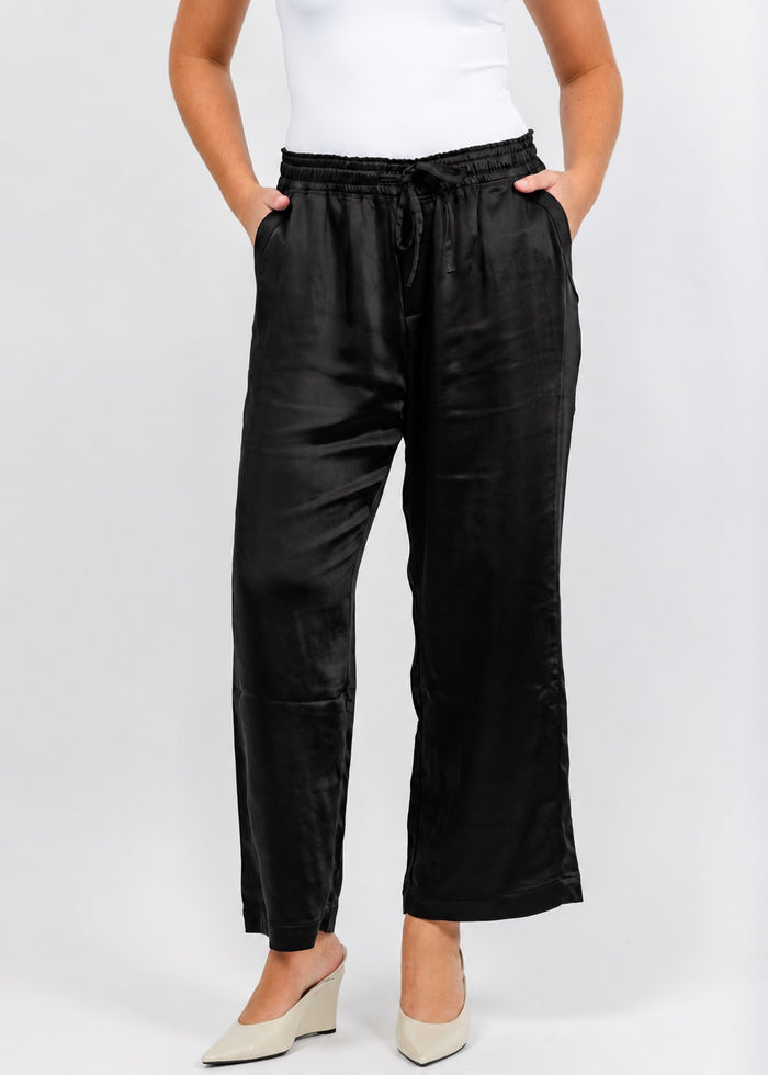 Melissa Nepton Colette Satin Pant - Black available at Barbara Katz