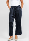 Melissa Nepton Colette Satin Pant - Dark Navy available at Barbara Katz