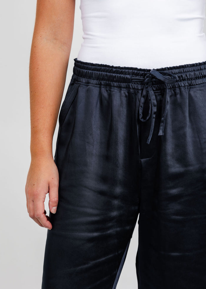 Melissa Nepton Colette Satin Pant - Dark Navy available at Barbara Katz