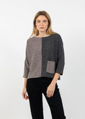 Terra Color Block Pocket Top in Grey available at Barbara Katz