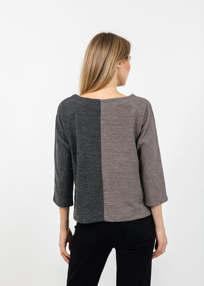 Terra Color Block Pocket Top in Grey available at Barbara Katz
