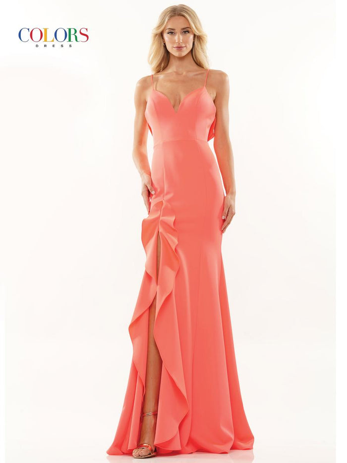 Colors Dress Ruffle Long Dress 2646