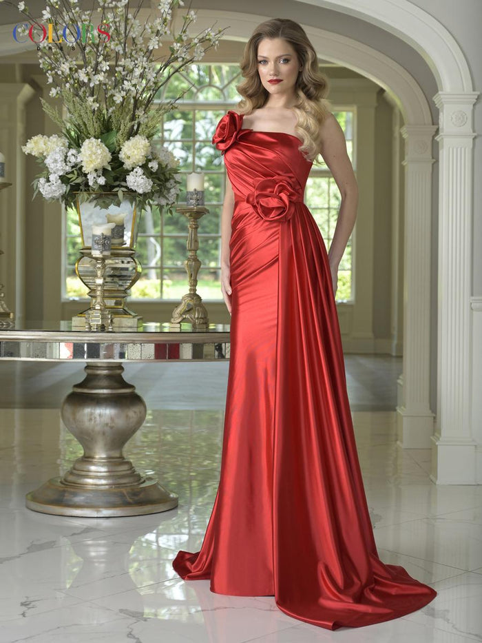 Colors Dress Strapless Double Rosette Prom Dress 3731