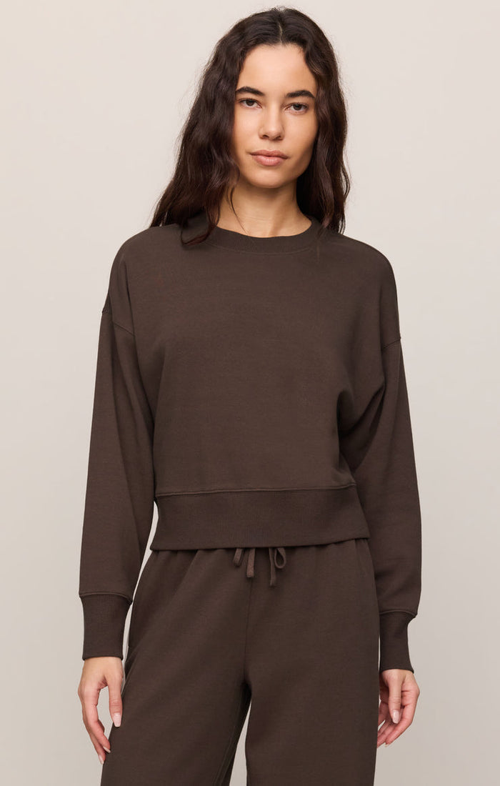 Z Supply Comeback Sweatshirt in Dark Chocolate available at Barbara Katz