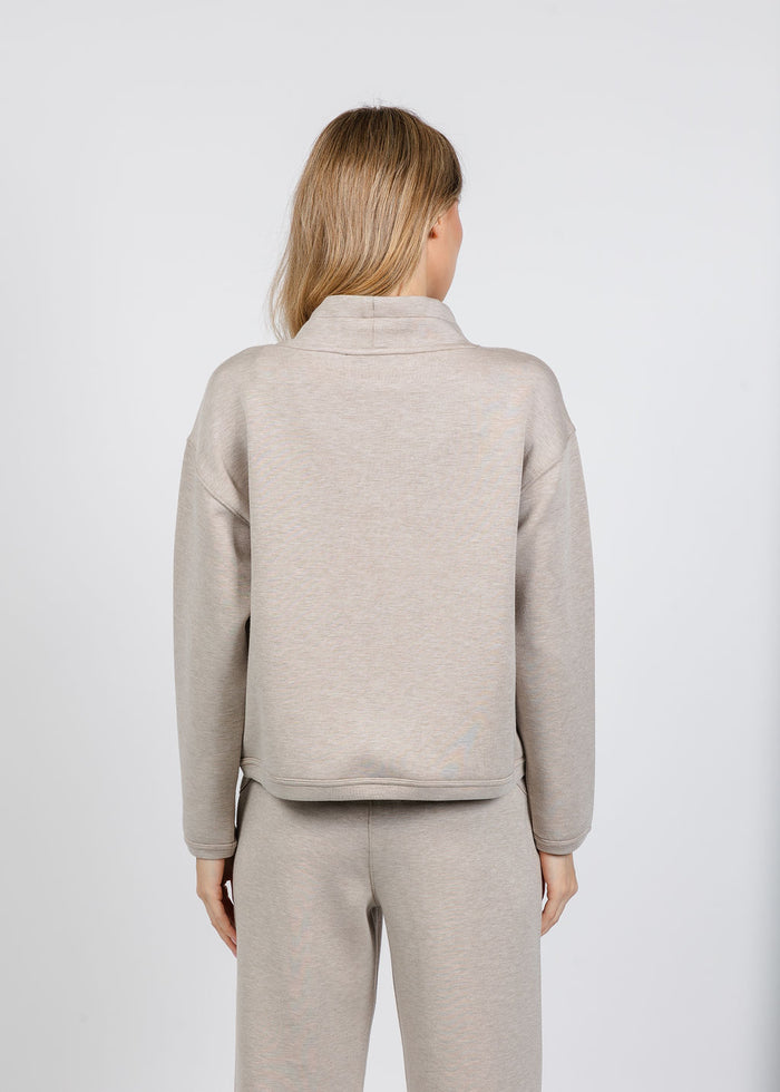Elliott Lauren Comfort Zone Funnel Neck Top in Tapioca available at Barbara Katz