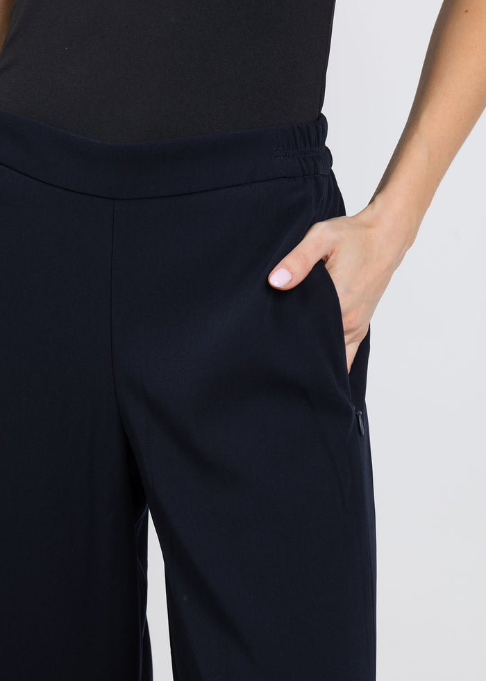 MAC Coralie Crop Floating Crepe Pants in Navy available at Barbara Katz