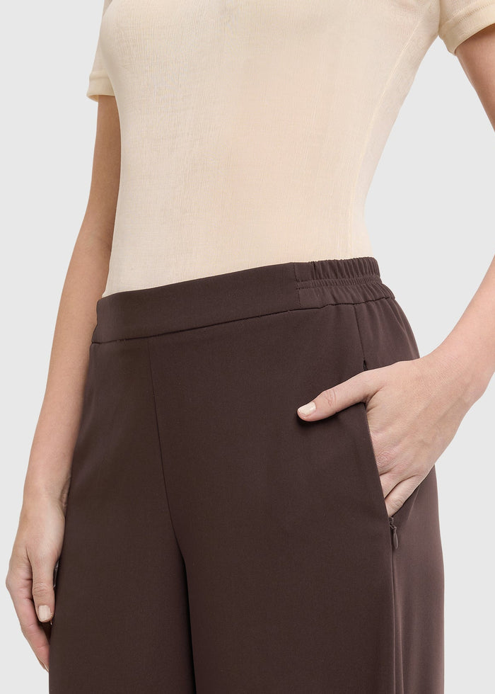 MAC Coralie Floating Crepe Pant 30" in Truffle Brown available at Barbara Katz