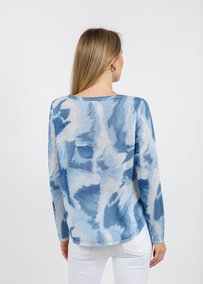 Elliott Lauren Crew Neck Long Sleeve Tee in Blue Multi available at Barbara Katz