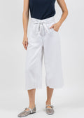 Oui Crop Wide Leg Pants in Optic White available at Barbara Katz