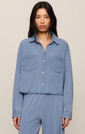 Z Supply Cropped Reese Denim Button Up in Santorini Indigo available at Barbara Katz