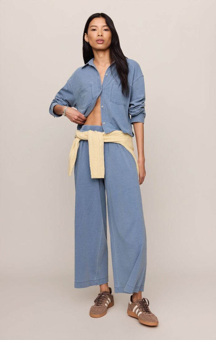 Z Supply Cropped Reese Denim Button Up in Santorini Indigo available at Barbara Katz