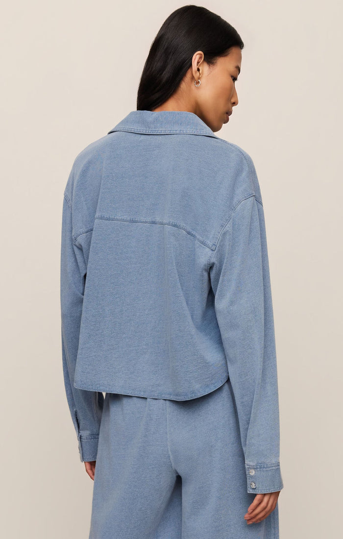 Z Supply Cropped Reese Denim Button Up in Santorini Indigo available at Barbara Katz