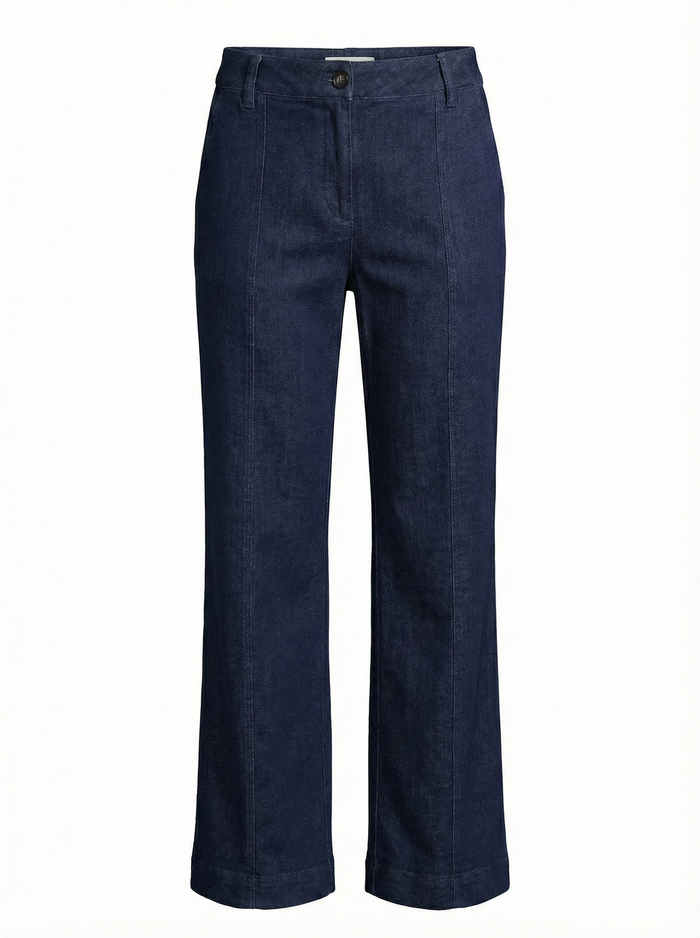 Adroit Atelier Cruz Denim Trouser With Pintuck in Dark Denim available at Barbara Katz
