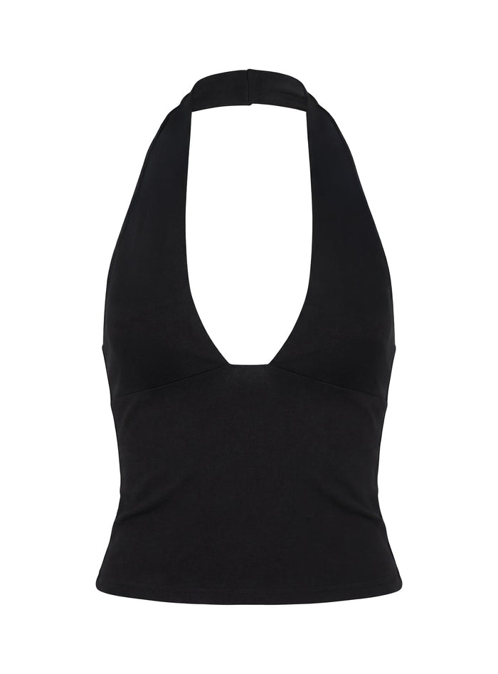 Daily Define Halter Tank Top Black