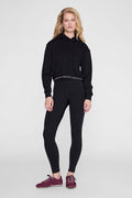 ANINE BING Dany Cropped Hoodie - Black - on model front