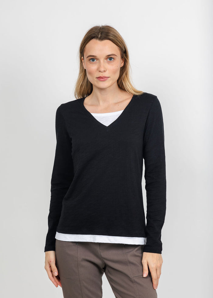 Elliott Lauren Darcy Double Layer Tee in Black available at Barbara Katz