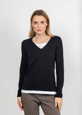 Elliott Lauren Darcy Double Layer Tee in Black available at Barbara Katz
