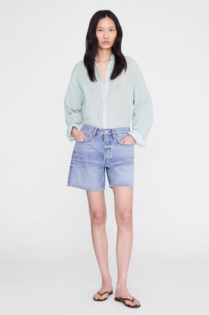 ANINE BING Delaney Short - Arbor Blue - front view - on model front