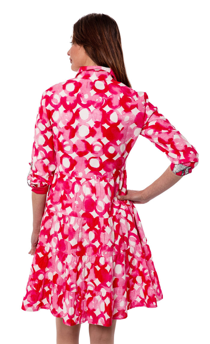 Dizzy-Lizzie Delray Dress - Pink Watercolor Print available at Barbara Katz