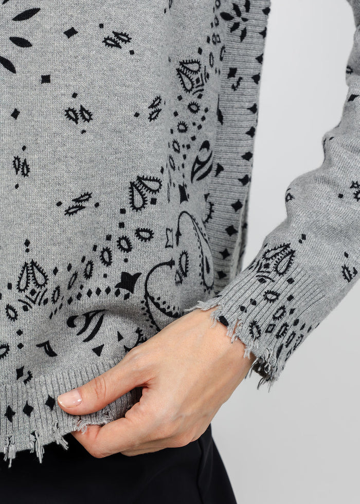 J Society Denim Collar Bandana Top in Heather available at Barbara Katz