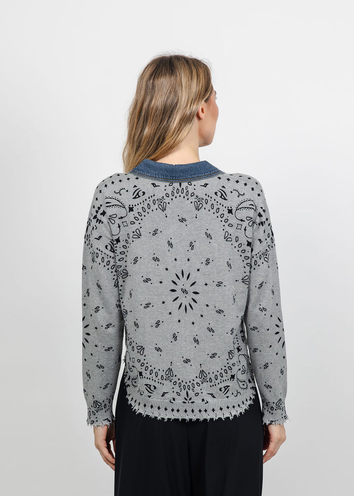 J Society Denim Collar Bandana Top in Heather available at Barbara Katz