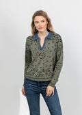 J Society Denim Collar Bandana Top in Moss available at Barbara Katz