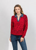J Society Denim Collar Bandana Top in Red available at Barbara Katz