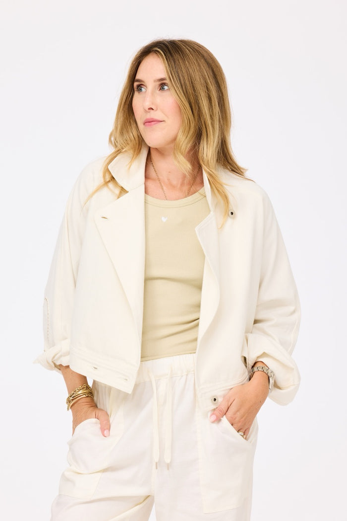 Kerri Rosenthal Denim Jacket in Cloud available at Barbara Katz
