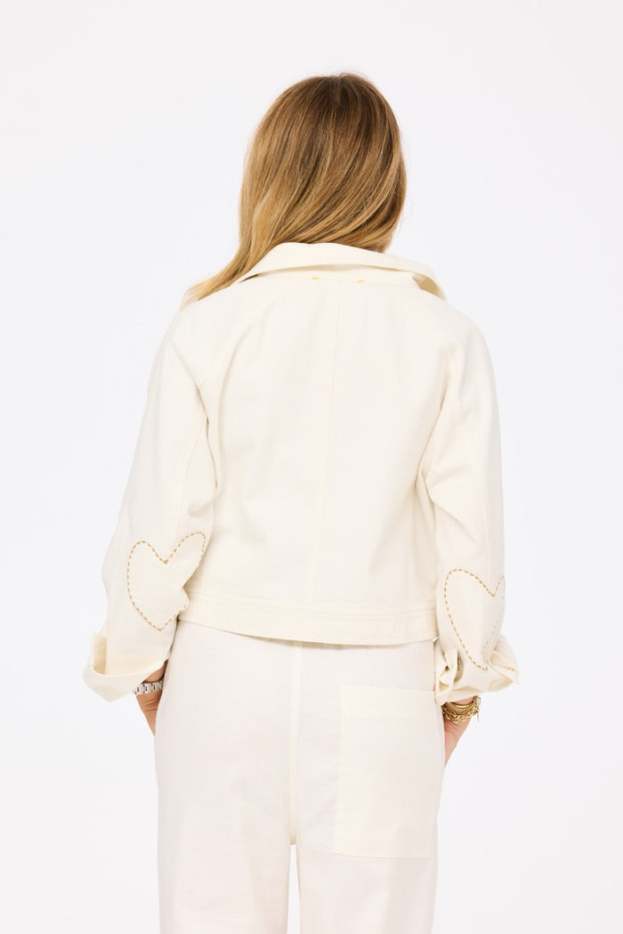 Kerri Rosenthal Denim Jacket in Cloud available at Barbara Katz