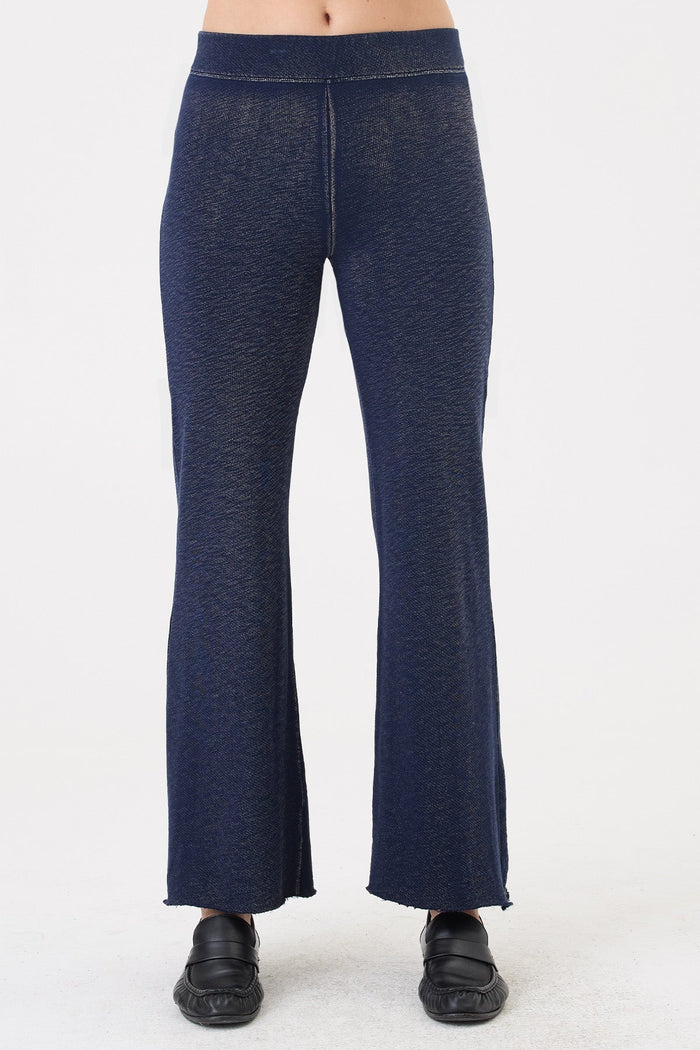Goldie Denim Wash Crop Flare Sweatpants in Navy available at Barbara Katz