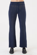 Goldie Denim Wash Crop Flare Sweatpants in Navy available at Barbara Katz