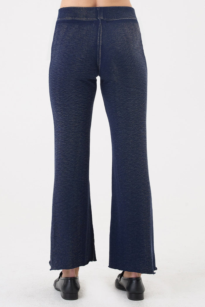 Goldie Denim Wash Crop Flare Sweatpants in Navy available at Barbara Katz