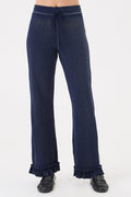 Goldie Denim Wash Ruffle Pants in Navy available at Barbara Katz