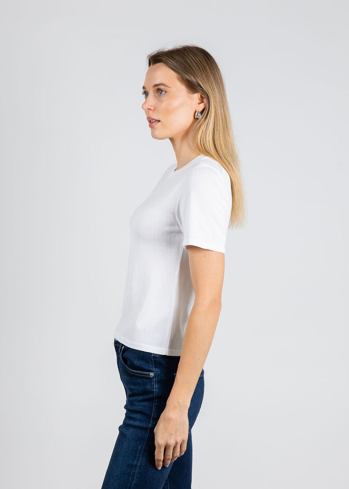 Simkhai Devon Knit Tee in White available at Barbara Katz