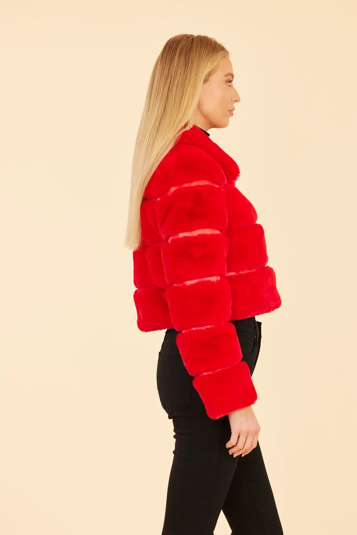 Dolce Cabo Paneled Faux Fur Cropped Jacket 75521