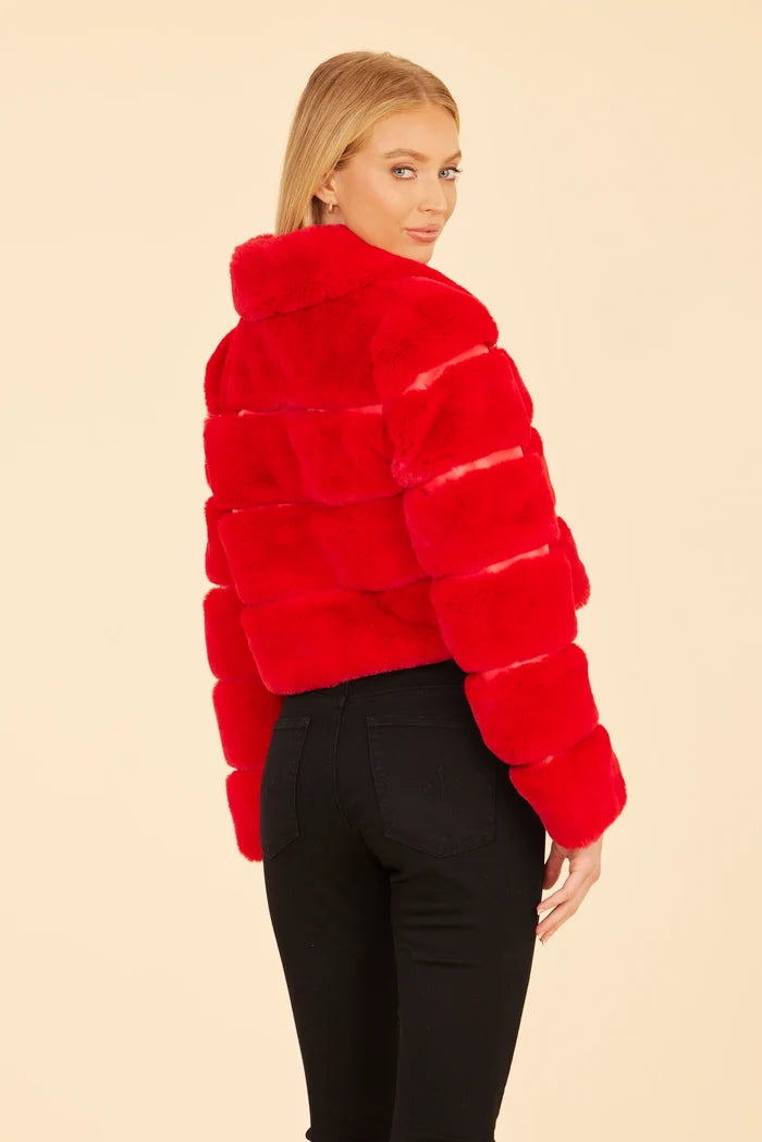 Dolce Cabo Paneled Faux Fur Cropped Jacket 75521